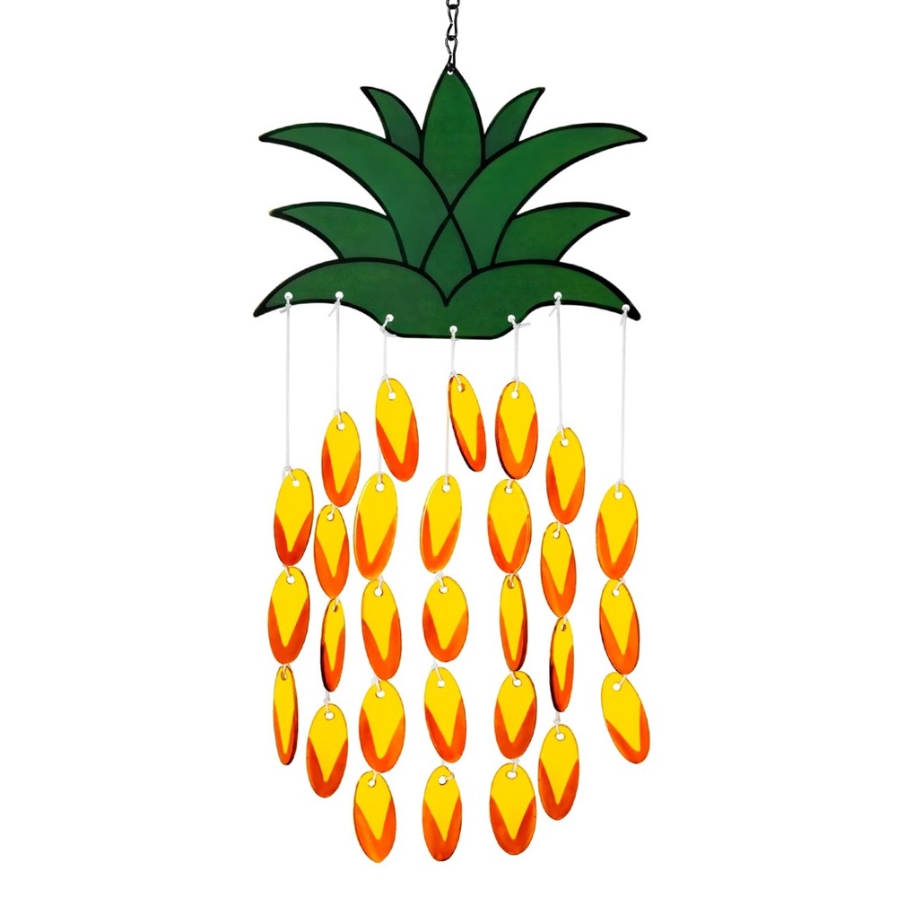 23" Pineapple Wind Chimes Tropical Pineapple Glass Suncatcher